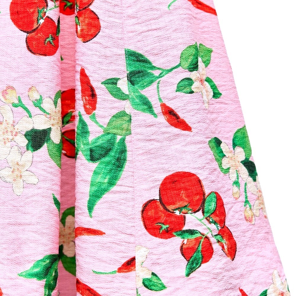 ZARA Cherry Print Tie Shoulder Mini Dress Womens Medium Pink Coquette Dainty Y2K - Picture 3 of 15